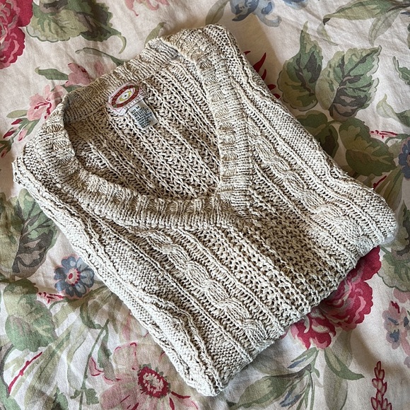 Vintage 80s BANANA REPUBLIC Size Medium Classic Cableknit Vest Linen & Cotton - Picture 2 of 16